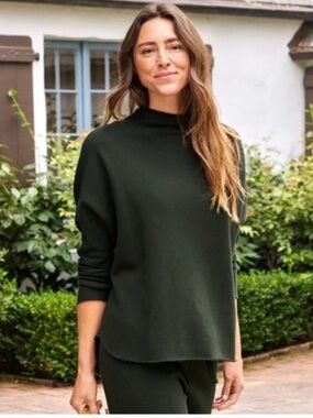 Frank & Eileen Effie Long-Sleeve Funnel Neck Capelet S Green